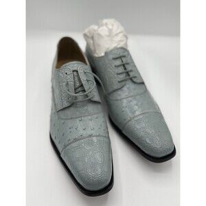 Giorgio Brutini men's 10.5 blue/gray ostrich and crocodile embossed leather NWOB